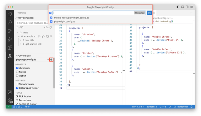 Selecting a configuration file